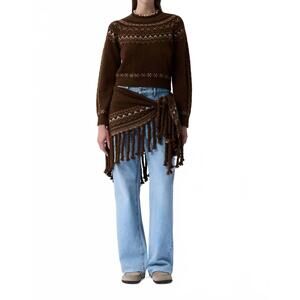 NEW GUEST IN RESIDENCE cloud chalet crew neck sweater in chestnut combo